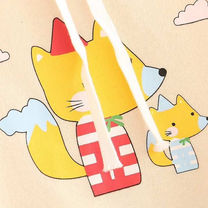 Mori Girl 19 Autumn And Winter Clothes Student Childlike Fox Cloud Color Matching Hooded Plus Velvet Warm Sweater Girl Color Matching Hoodie Outside - ZEYTONCART