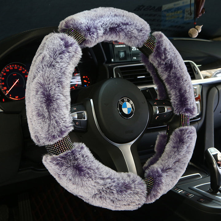 Car Steering Wheel Cover Winter Plush Steering Wheel Cover Korea Diamond Fashion Cute Handle Cover Car Accessories - ZEYTONCART