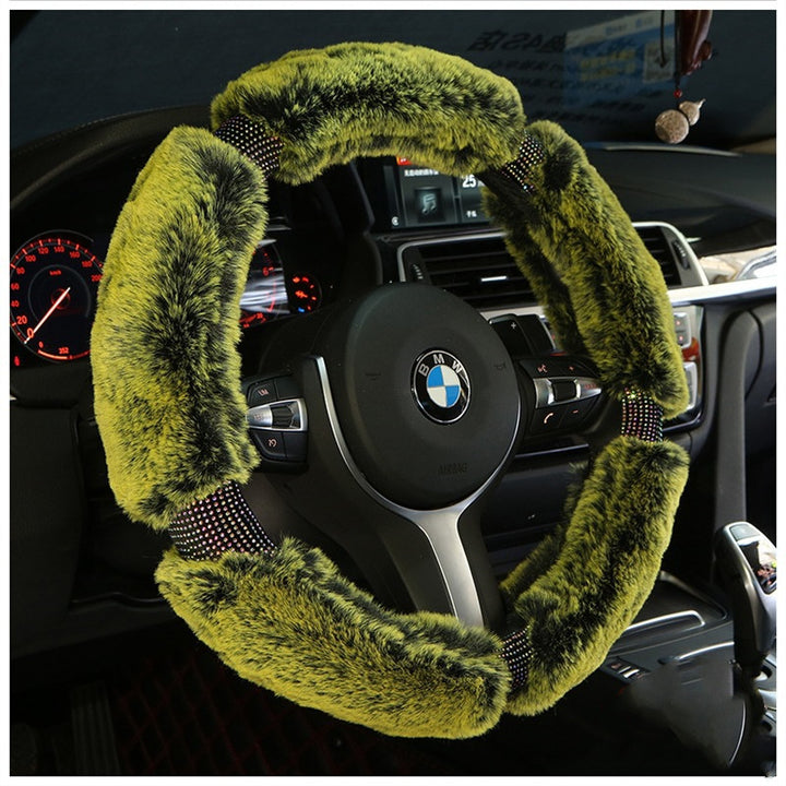 Car Steering Wheel Cover Winter Plush Steering Wheel Cover Korea Diamond Fashion Cute Handle Cover Car Accessories - ZEYTONCART