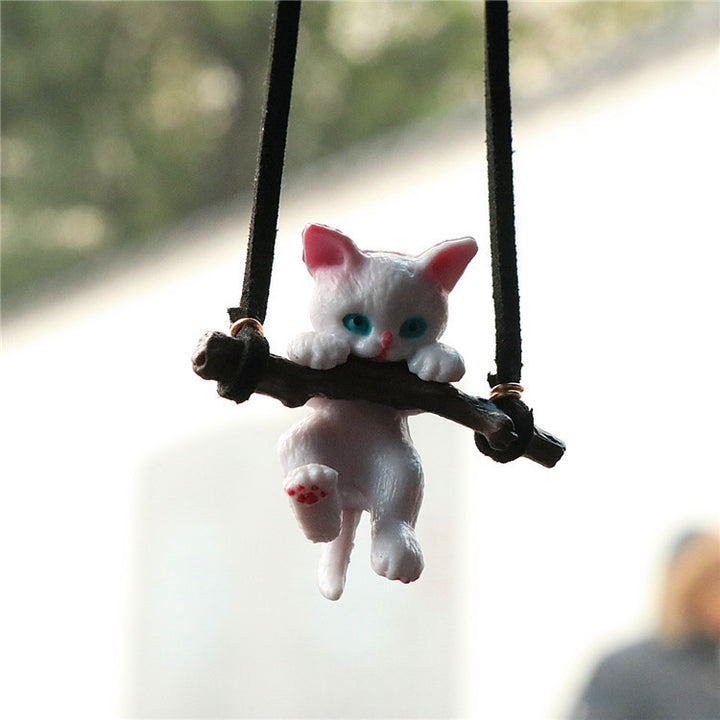 Creative Cute branch Cat Rearview Mirror Pendant Simple Decoration Car Interior Accessories - ZEYTONCART