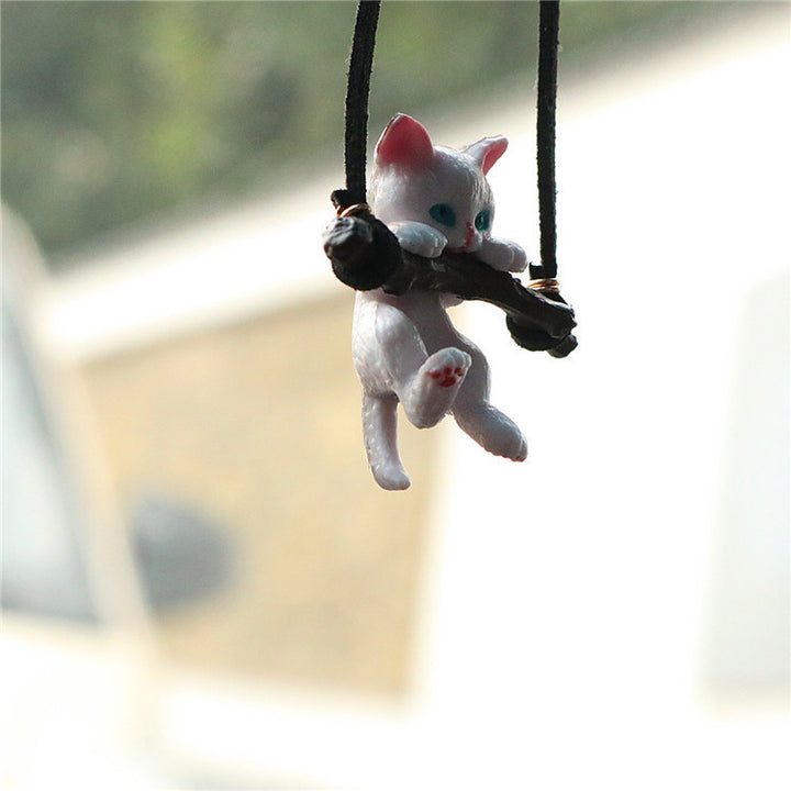 Creative Cute branch Cat Rearview Mirror Pendant Simple Decoration Car Interior Accessories - ZEYTONCART