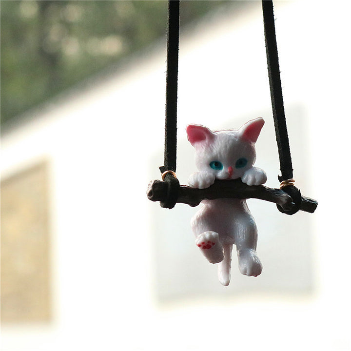 Creative Cute branch Cat Rearview Mirror Pendant Simple Decoration Car Interior Accessories - ZEYTONCART