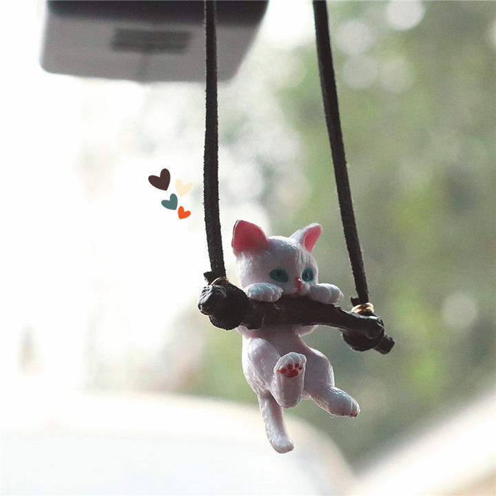 Creative Cute branch Cat Rearview Mirror Pendant Simple Decoration Car Interior Accessories - ZEYTONCART