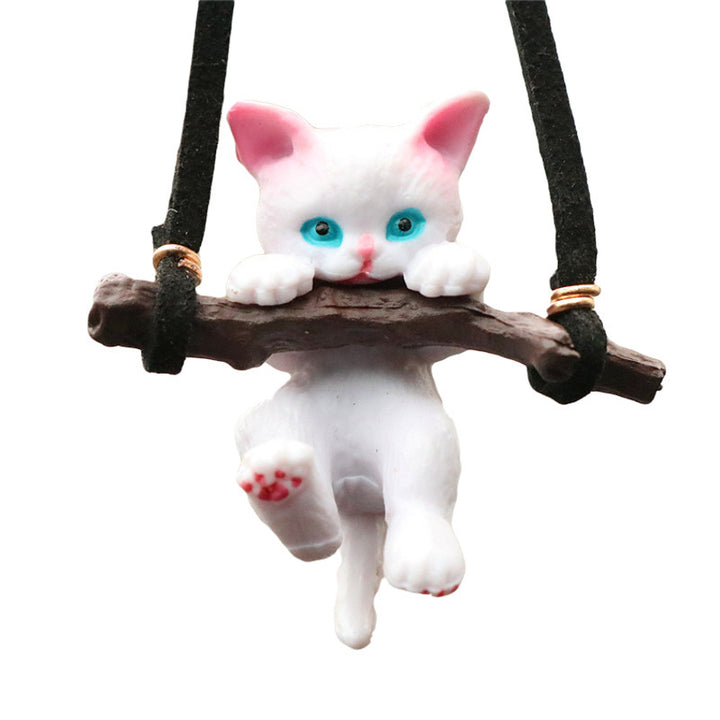 Creative Cute branch Cat Rearview Mirror Pendant Simple Decoration Car Interior Accessories - ZEYTONCART