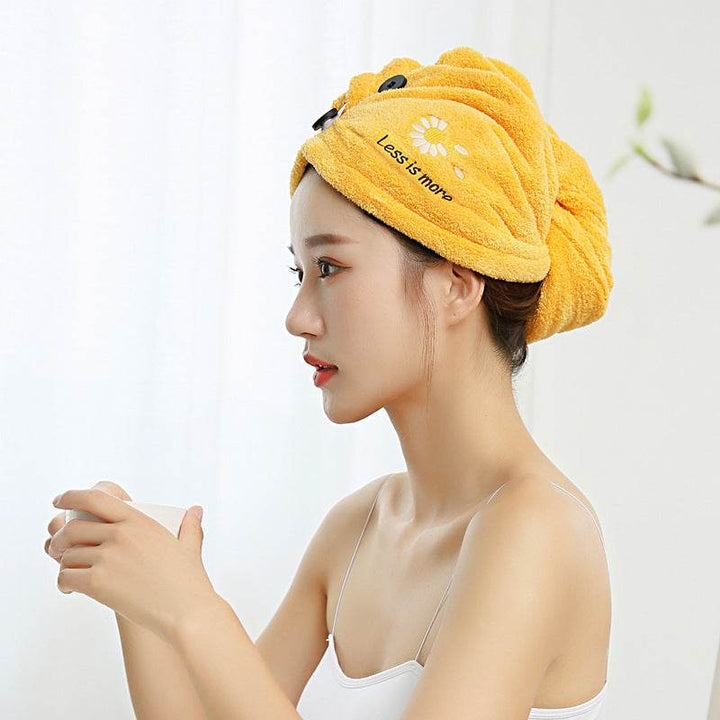 Free Shipping Dry Hair Towel Embroidery Dry Hair Cap Women's Absorbent And Quick-Drying Microfiber Thickened Turban Coral Fleece Shower Cap - ZEYTONCART