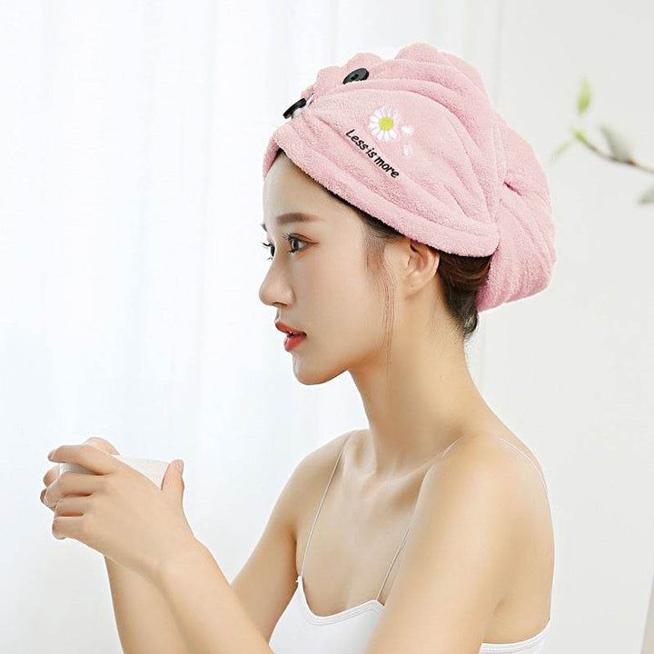 Free Shipping Dry Hair Towel Embroidery Dry Hair Cap Women's Absorbent And Quick-Drying Microfiber Thickened Turban Coral Fleece Shower Cap - ZEYTONCART
