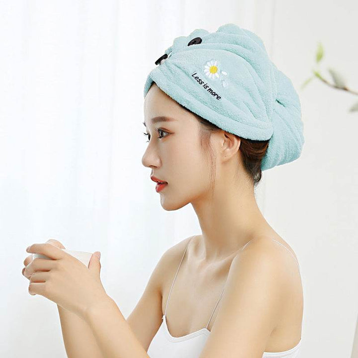 Free Shipping Dry Hair Towel Embroidery Dry Hair Cap Women's Absorbent And Quick-Drying Microfiber Thickened Turban Coral Fleece Shower Cap - ZEYTONCART