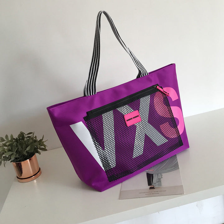 Aliwood New Arrivals Letter Women Shoulder Bags Trendy Waterproof Tote Beach Bag Large Capacity Female Travel Shopping Bags - ZEYTONCART