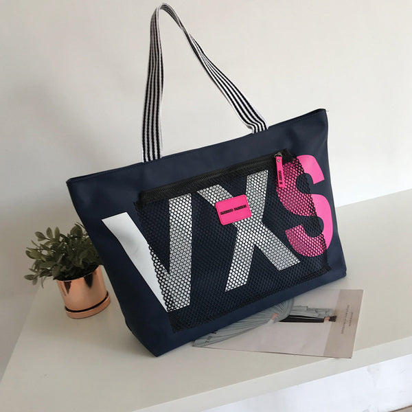 Aliwood New Arrivals Letter Women Shoulder Bags Trendy Waterproof Tote Beach Bag Large Capacity Female Travel Shopping Bags - ZEYTONCART