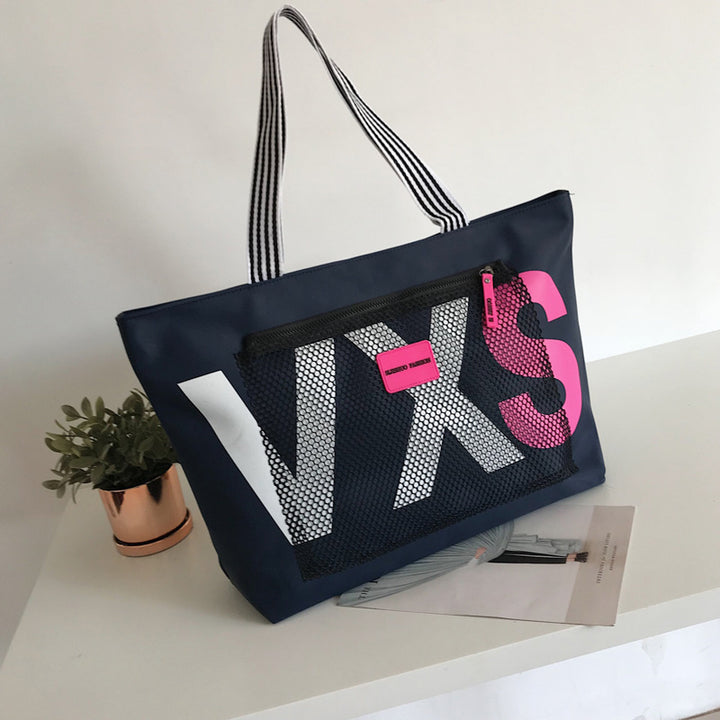 Aliwood New Arrivals Letter Women Shoulder Bags Trendy Waterproof Tote Beach Bag Large Capacity Female Travel Shopping Bags - ZEYTONCART