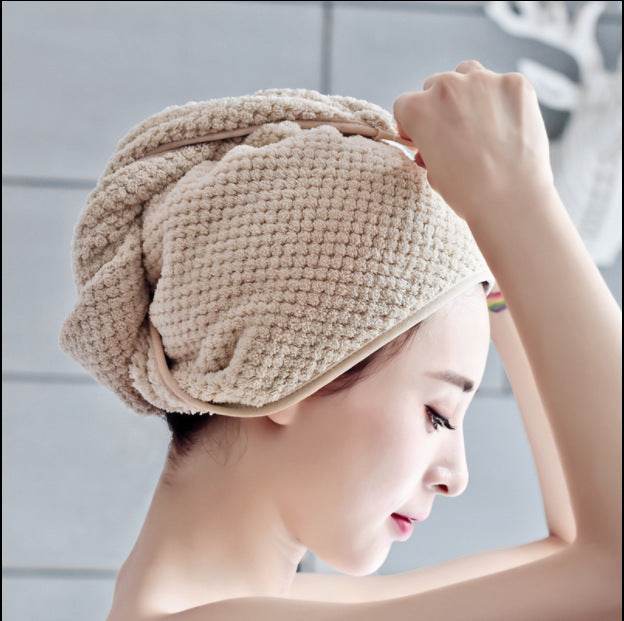 Dry Hair Cap super Absorbent Coral Fleece Dry Hair Towel Absorbent Towel Shower Cap Wiping Head Quick-drying Towel Wrap turban shower cap - ZEYTONCART