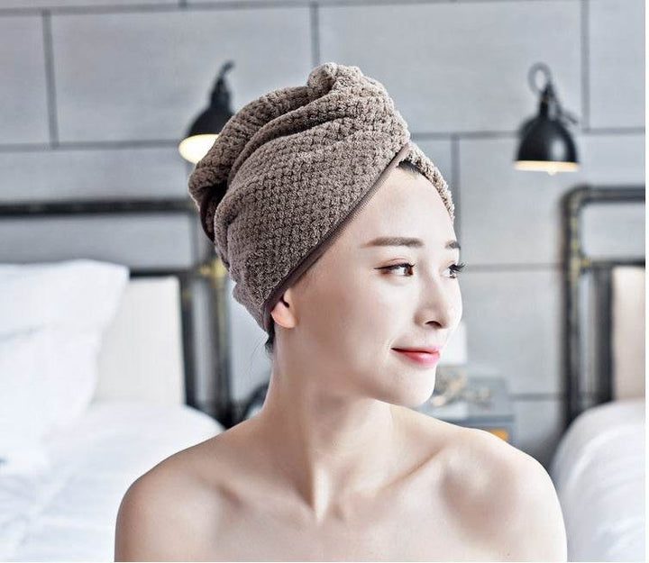 Dry Hair Cap super Absorbent Coral Fleece Dry Hair Towel Absorbent Towel Shower Cap Wiping Head Quick-drying Towel Wrap turban shower cap - ZEYTONCART
