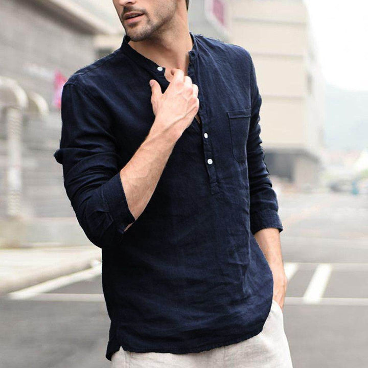Plaid Collar Tops Turn Down Men Shirts Clothing - ZEYTONCART