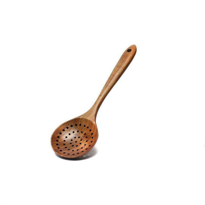 Acacia Wooden Spatula For Non-Stick Cookware Long Handle Wooden Spatula Wooden Spoon Wooden Soup Spoon Set - ZEYTONCART