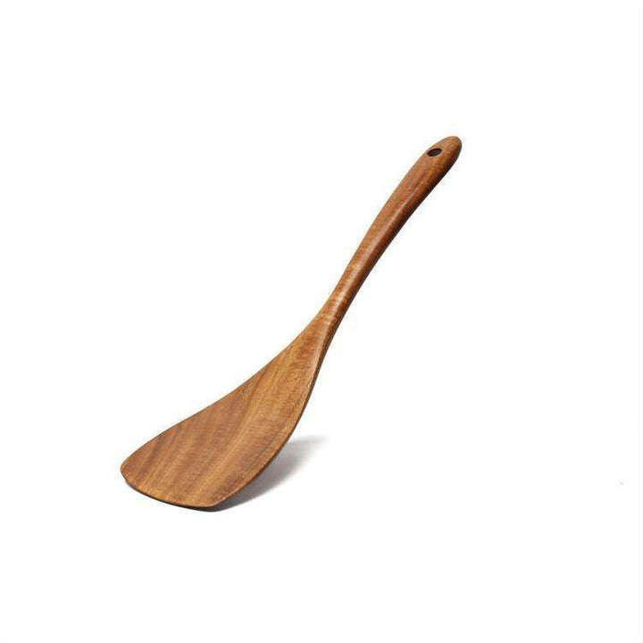 Acacia Wooden Spatula For Non-Stick Cookware Long Handle Wooden Spatula Wooden Spoon Wooden Soup Spoon Set - ZEYTONCART