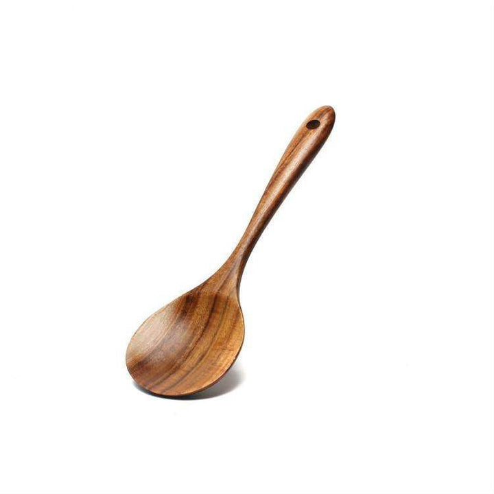Acacia Wooden Spatula For Non-Stick Cookware Long Handle Wooden Spatula Wooden Spoon Wooden Soup Spoon Set - ZEYTONCART