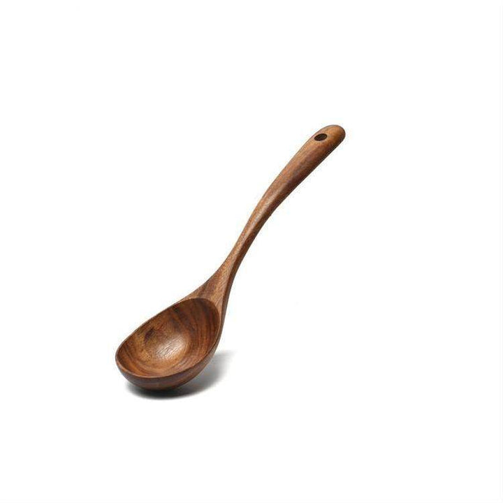 Acacia Wooden Spatula For Non-Stick Cookware Long Handle Wooden Spatula Wooden Spoon Wooden Soup Spoon Set - ZEYTONCART