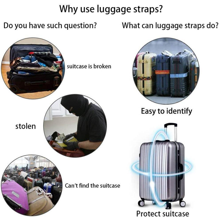 7 Colors Adjustable Nylon Lock Travel Luggage Straps Belt Protective Travel Accessories Suitcase Packing Belt - ZEYTONCART