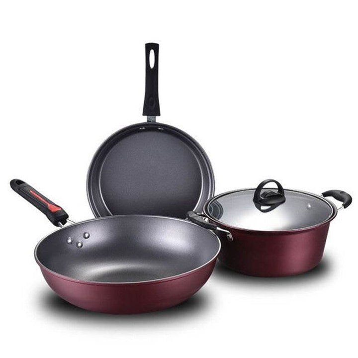 Factory Direct Sale Cookware Set Hao Li Three-Piece Cookware Non-Stick Pan Wok Soup Pot Frying Pan Gift Set Wholesale - ZEYTONCART