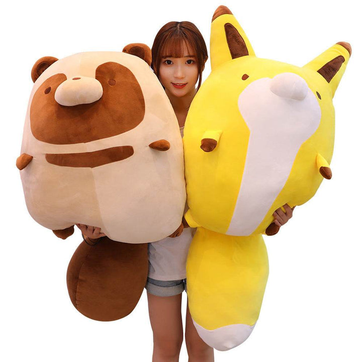 New anime cartoon raccoon and fox plush toys cute pillow peluche baby toy soft padded cushion stuffed animals home decor - ZEYTONCART