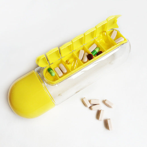 Direct Selling Two-In-One Water Cup Pill Box 7-Day Pill Box 7 Grids Outdoor Easy To Carry Water Bottle One Week With Pill Box Cup - ZEYTONCART