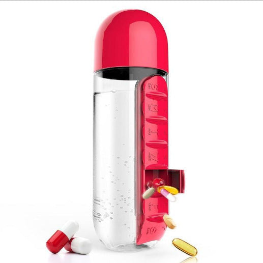 Direct Selling Two-In-One Water Cup Pill Box 7-Day Pill Box 7 Grids Outdoor Easy To Carry Water Bottle One Week With Pill Box Cup - ZEYTONCART