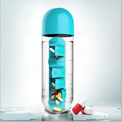 Direct Selling Two-In-One Water Cup Pill Box 7-Day Pill Box 7 Grids Outdoor Easy To Carry Water Bottle One Week With Pill Box Cup - ZEYTONCART