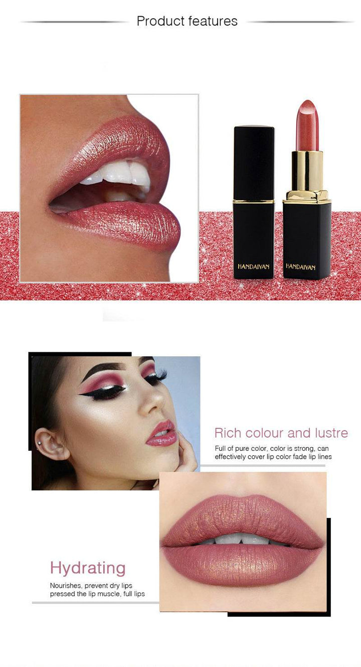 Shiny Metallic Lipstick Pearlescent Color Temperature Change Lipstick Gilt Lipstick - ZEYTONCART