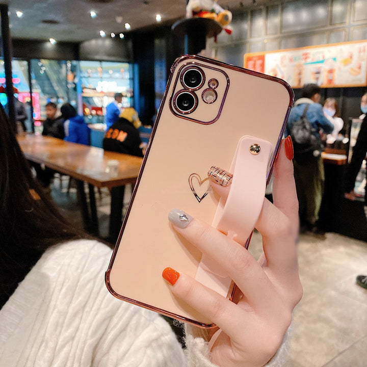 Compatible with Apple, Electroplating Love Is Suitable For Iphone12 Mobile Phone Shell 11Pro Wristband Bracket Xsmax  7 8Plus All-Inclusive - ZEYTONCART