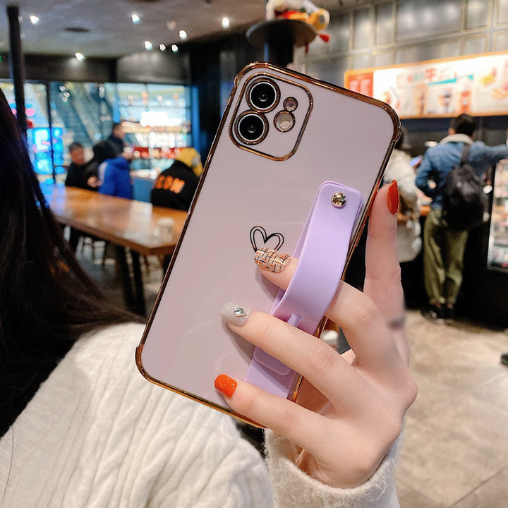 Compatible with Apple, Electroplating Love Is Suitable For Iphone12 Mobile Phone Shell 11Pro Wristband Bracket Xsmax  7 8Plus All-Inclusive - ZEYTONCART