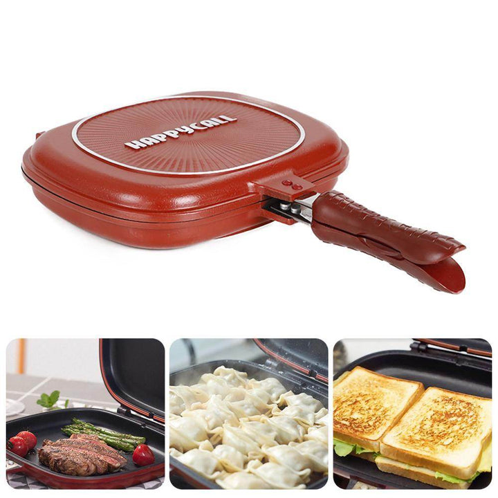 Barbecue Frying-Pan Cooking-Tool Non-Stick Double-Sided Cookware Outdoor And 28CM - ZEYTONCART