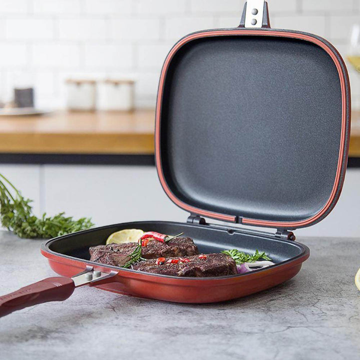 Barbecue Frying-Pan Cooking-Tool Non-Stick Double-Sided Cookware Outdoor And 28CM - ZEYTONCART