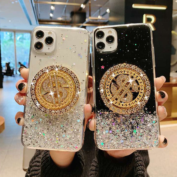 3D Diamond Dollar Turnplate Phone Case Luxury Designer - ZEYTONCART
