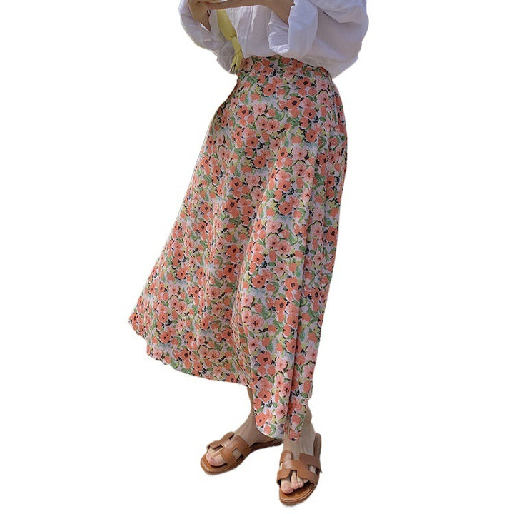 Floral Floral Skirt Women's Mid-length High Waist - ZEYTONCART