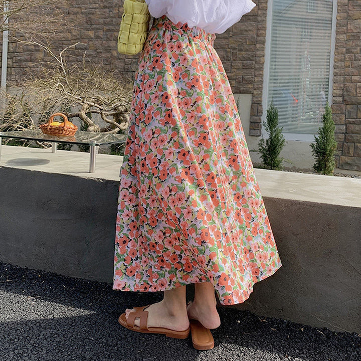Floral Floral Skirt Women's Mid-length High Waist - ZEYTONCART
