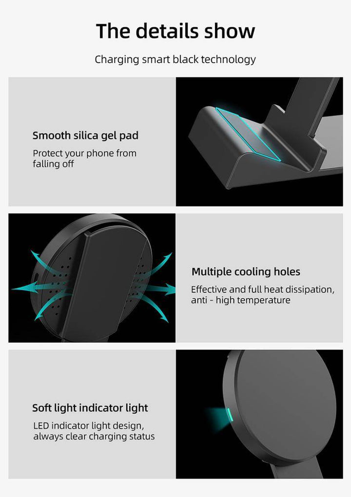 Horizontal Cooling Hole Mobile Phone Holder Wireless Fast Charger - ZEYTONCART