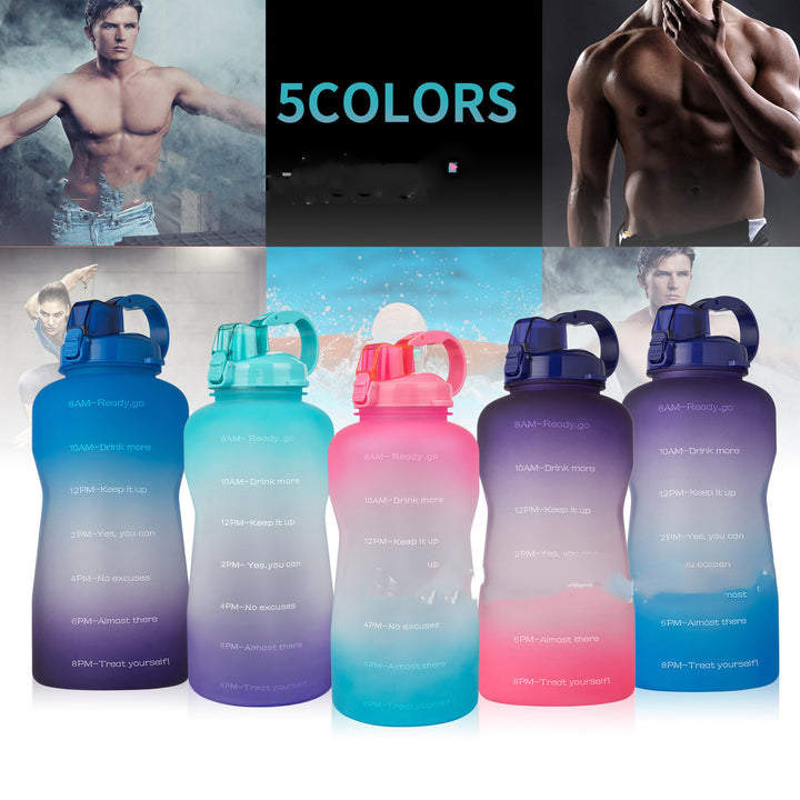 3.8L Gradient Color Sports Bottle Bouncing Cover Removable Straw Plastic Cup - ZEYTONCART