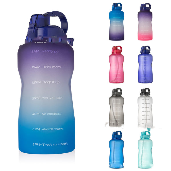3.8L Gradient Color Sports Bottle Bouncing Cover Removable Straw Plastic Cup - ZEYTONCART