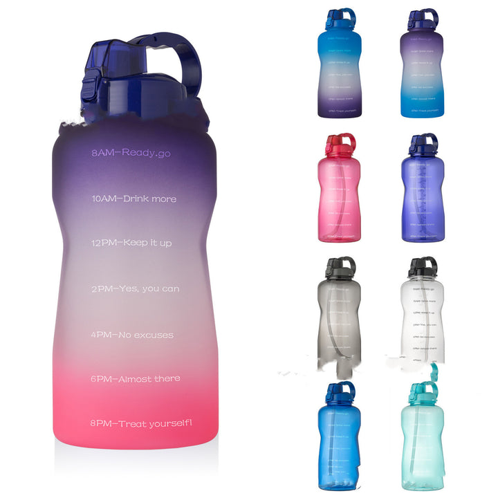 3.8L Gradient Color Sports Bottle Bouncing Cover Removable Straw Plastic Cup - ZEYTONCART