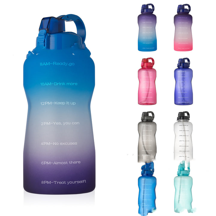 3.8L Gradient Color Sports Bottle Bouncing Cover Removable Straw Plastic Cup - ZEYTONCART