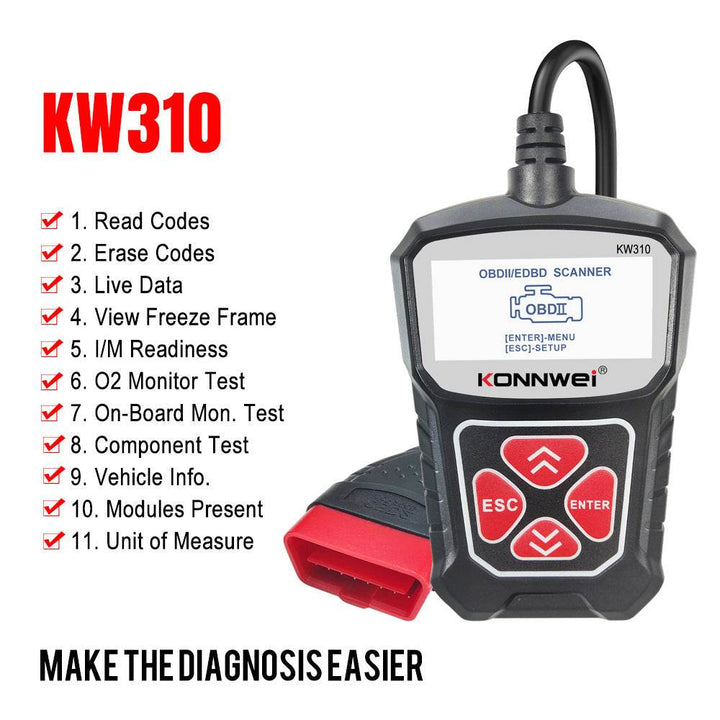 KW310 Car Diagnostic Scanner Scanner Barcode Reader Tool - ZEYTONCART