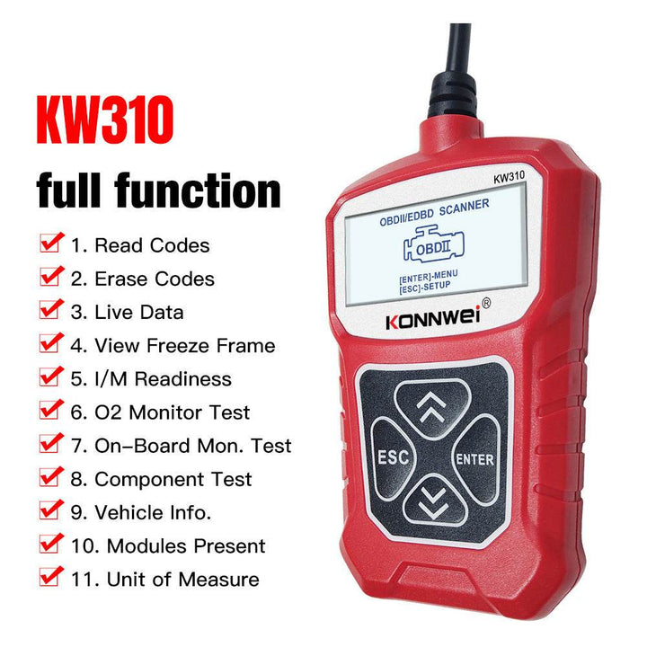 KW310 Car Diagnostic Scanner Scanner Barcode Reader Tool - ZEYTONCART
