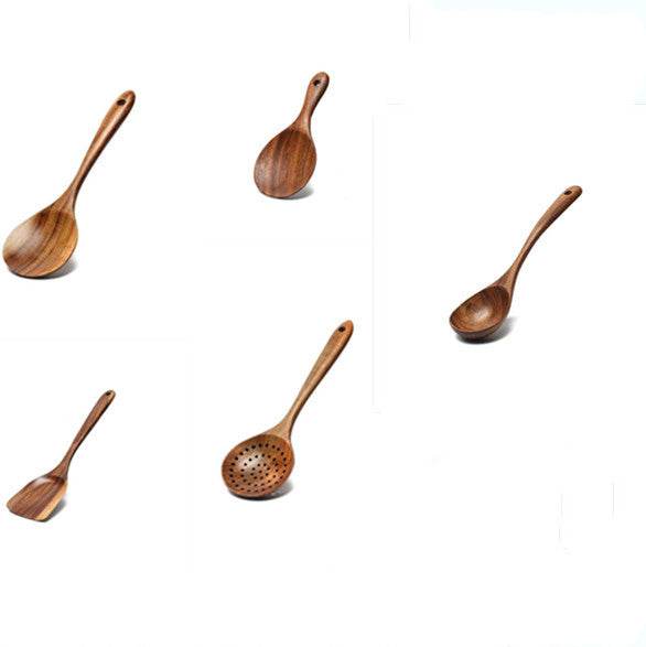 Acacia Wooden Spatula For Non-Stick Cookware Long Handle Wooden Spatula Wooden Spoon Wooden Soup Spoon Set - ZEYTONCART