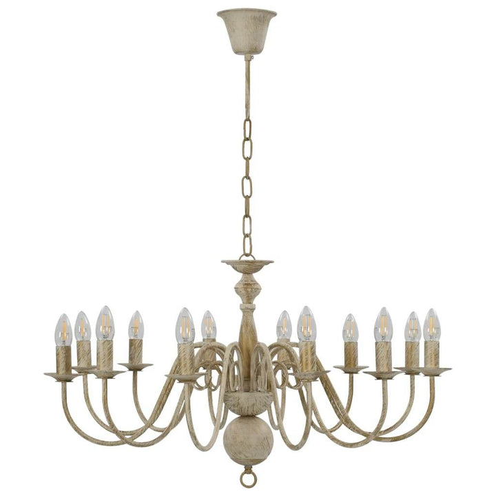 vidaXL Chandelier Antique White 12 x E14 Bulbs - ZEYTONCART