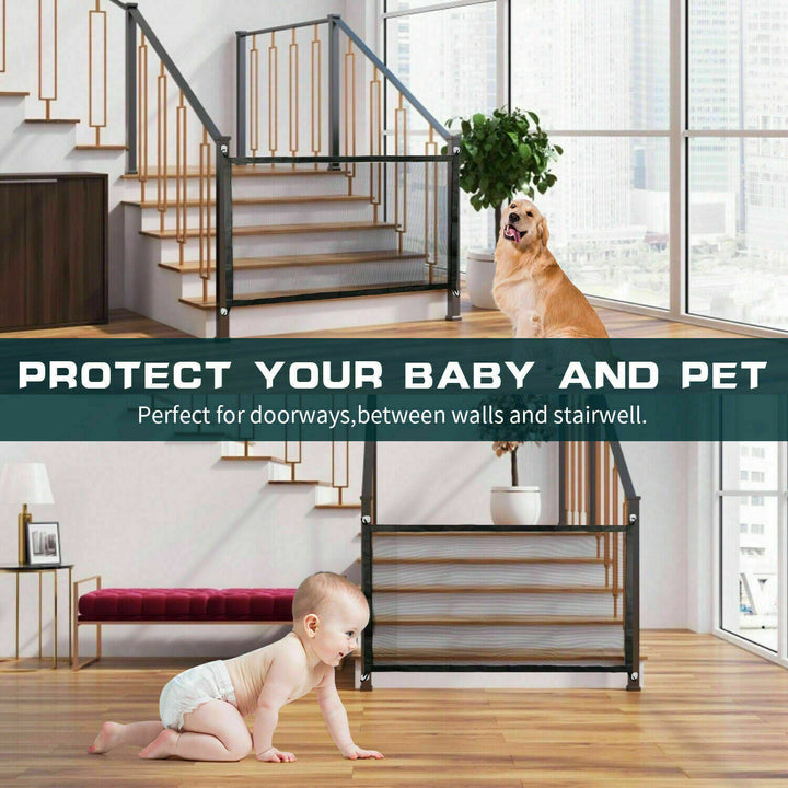 Pets Dog Cat Baby Safety Gate Mesh Fence Magic Portable Guard Net Stairs Doors - ZEYTONCART
