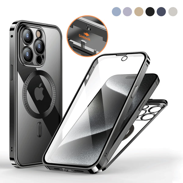 Anti-Privacy Metal Buckle Magnetic Support Wireless Charging Double-Sided Lens Full Cover Phone Case Protective Cover - ZEYTONCART