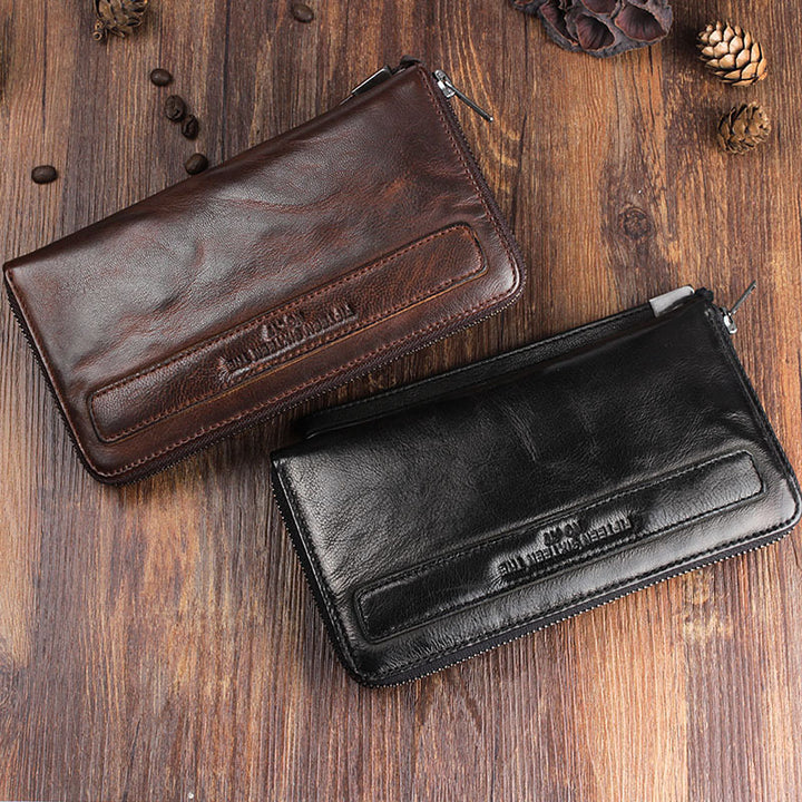 Men's Handmade Sheepskin Retro Long Wallet - ZEYTONCART