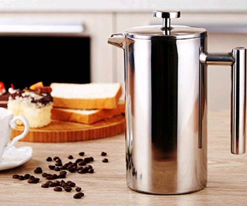 Double Stainless Steel Coffee Pot French Coffee Press Pot Insulation Pot Tea Maker Pressure Pot - ZEYTONCART