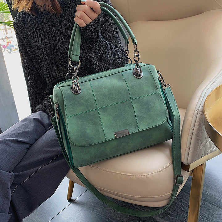 Matte Women  Scrub Female Shoulder Bags Large Capacity Matcha Green PU Leather Lady Totes Boston Bag for Travel Hand Bags - ZEYTONCART