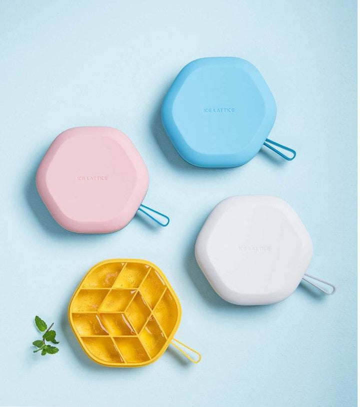 Silicone 12 Cavity Hexagon 3D Ice Mold DIY Popsicle Mould Ice Cream Makers Storage Box - ZEYTONCART